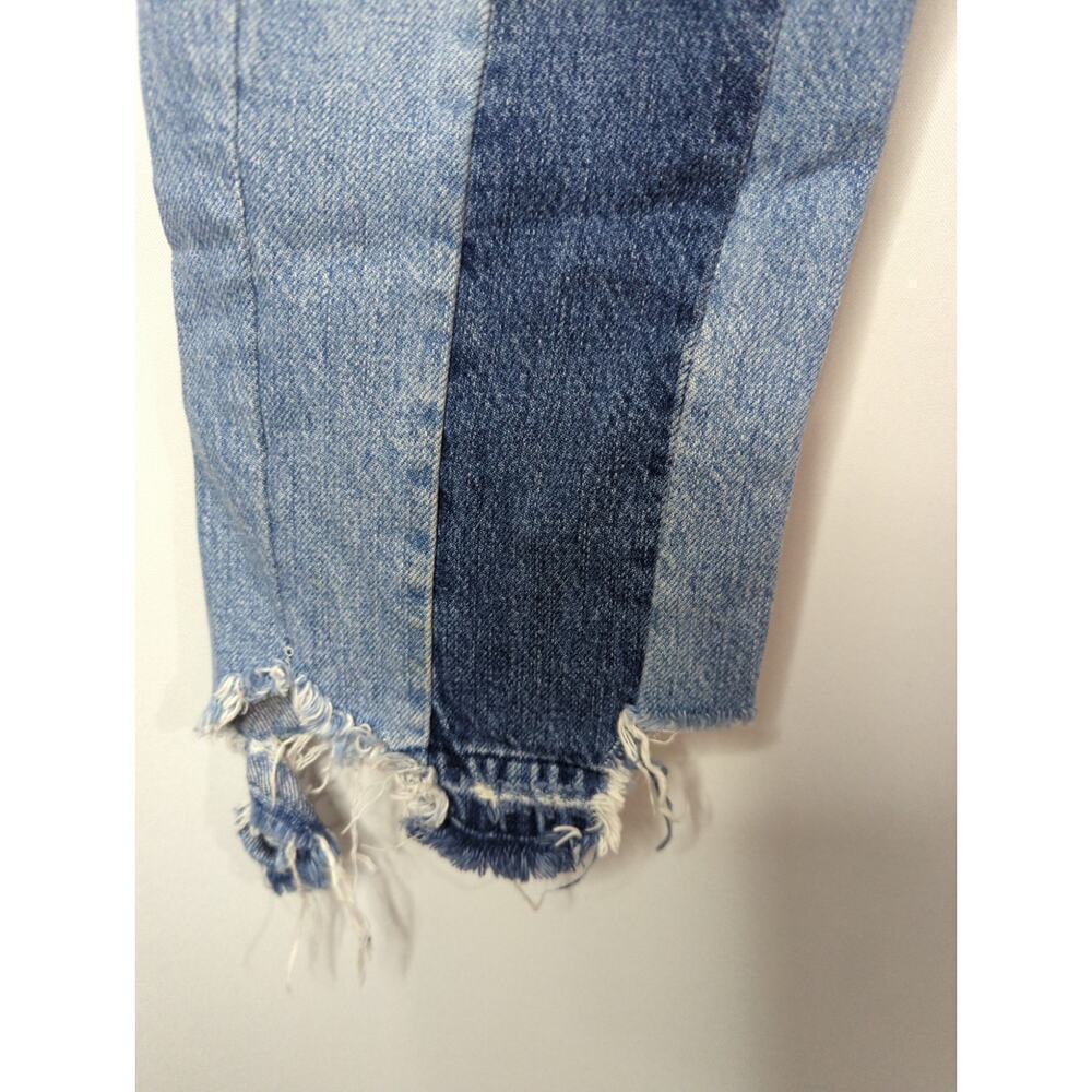 Frame Denim Nouveau Le Mix Jeans Colorblocked Distressed Cropped Size 26 - Picture 6 of 16